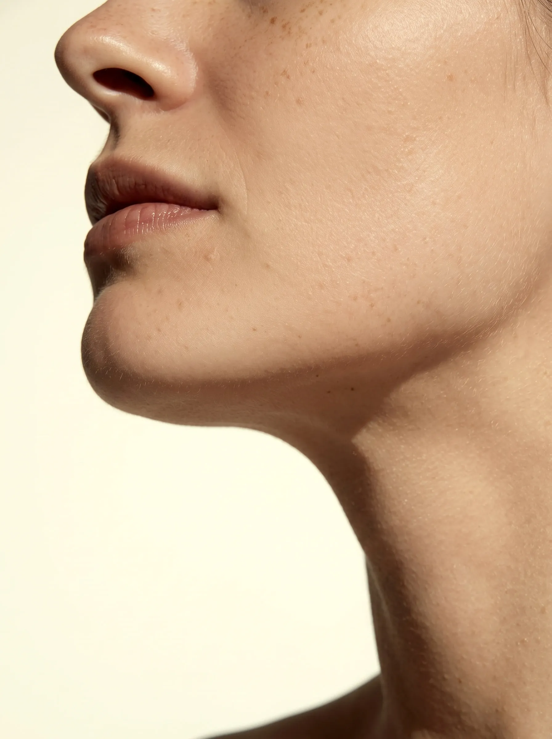 Dense skin along the jawline and neck—the result of collagen stimulation