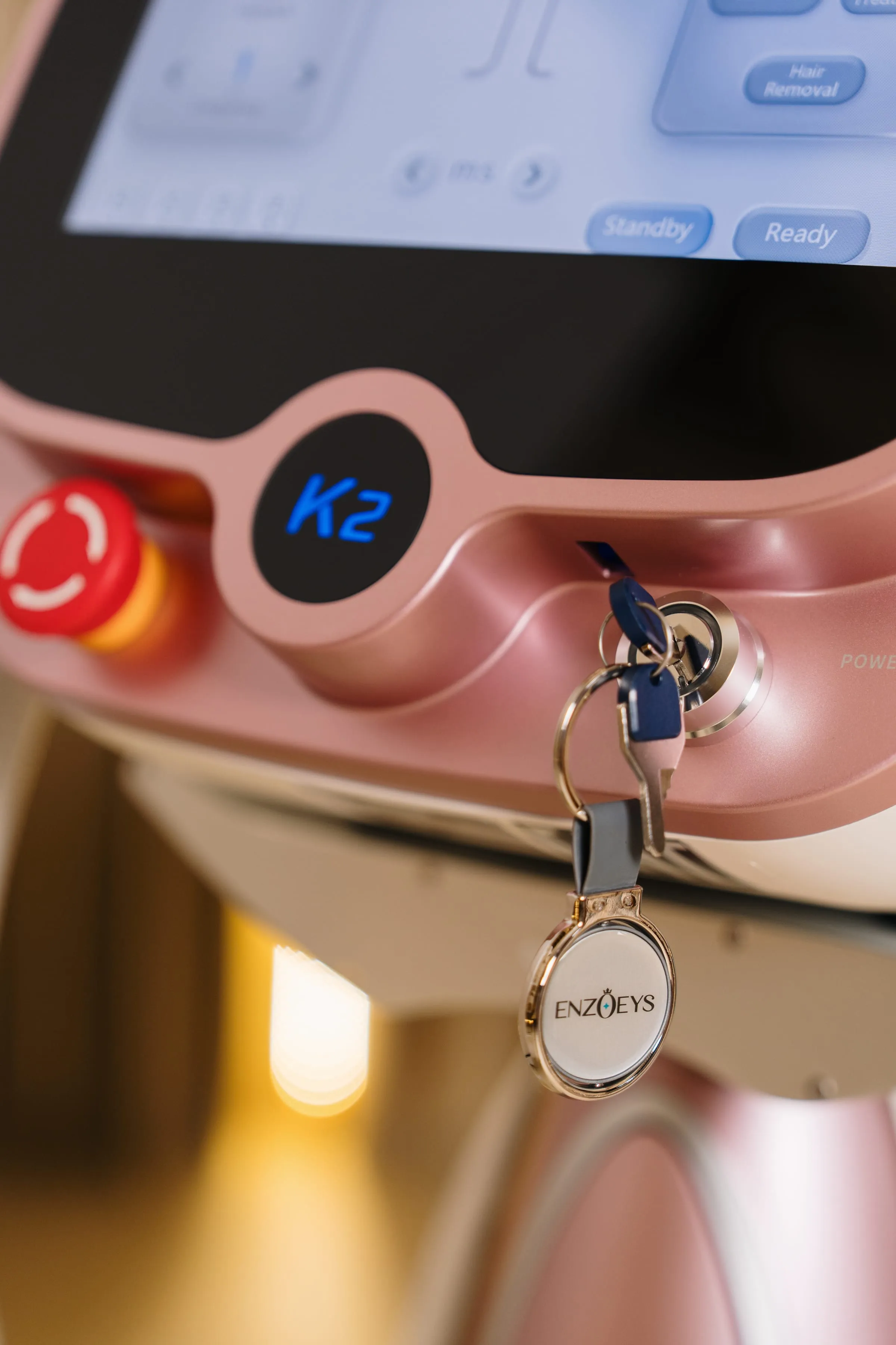 The BBI MULA control panel: emergency stop and safety key